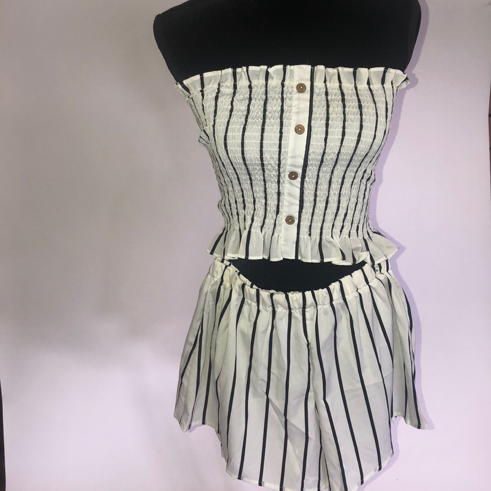 Striped Crop top and short two piece!